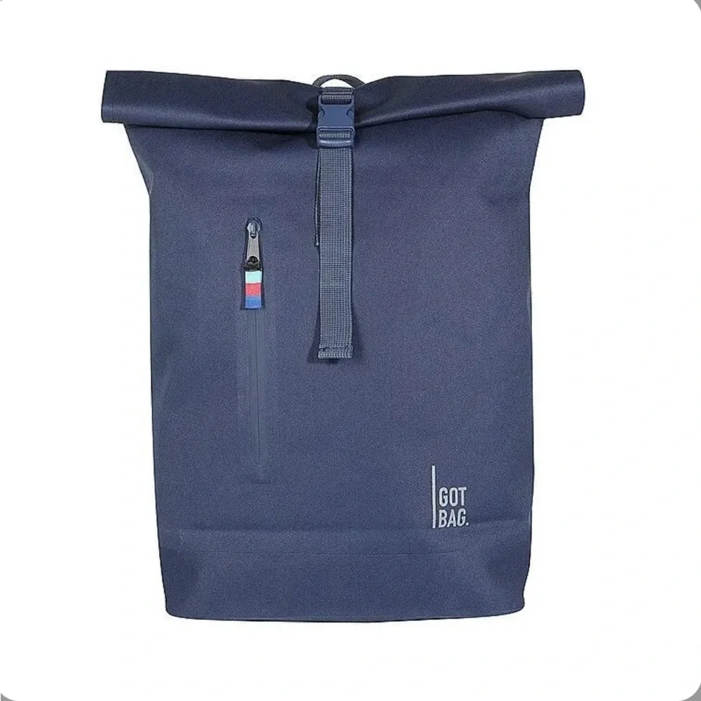 Blue Urban Roll-Top Backpack with Modern Design